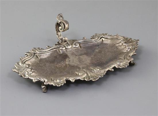 A George II silver snuffers stand by Thomas Gilpin, engraved with the Heneage family crest, 8.5 oz.